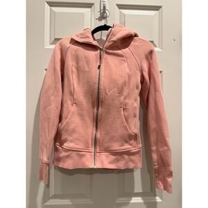 Lululemon Scuba Full Zip Hoodie Peach Pink LW4AWMS Size 4 Sweatshirt No Tag